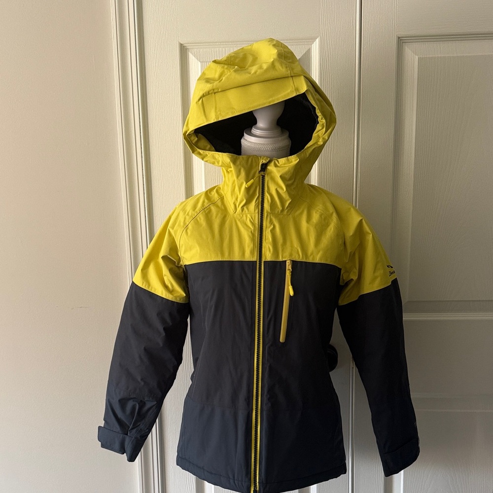 LL Bean Kids Yellow and Black Hooded Winter Jacket